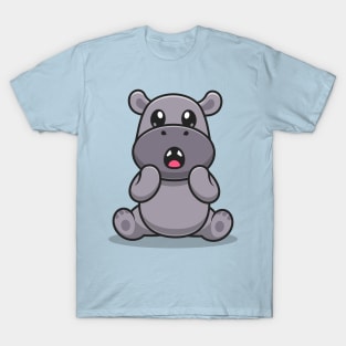 Cute Rhinoceros Surprised Cartoon T-Shirt